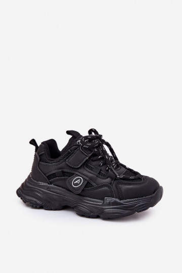 Kindersport schoenen met plateau zwarte kleur
