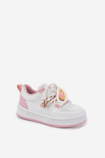Sneakers Stilvollllschuhe Kindisch mit Klebeverschlüssen Z Przypinką Lizak INeiß-pinke Farbe Odalira