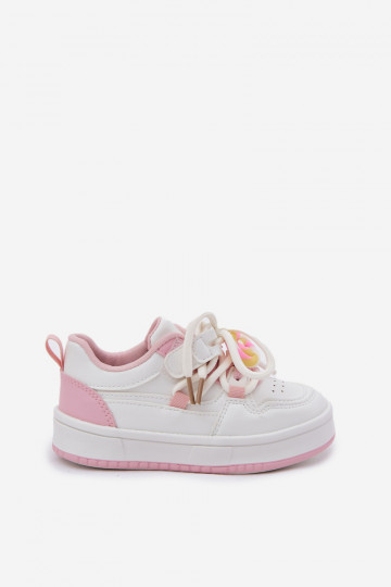 Sneakers Stilvollllschuhe Kindisch mit Klebeverschlüssen Z Przypinką Lizak INeiß-pinke Farbe Odalira 2