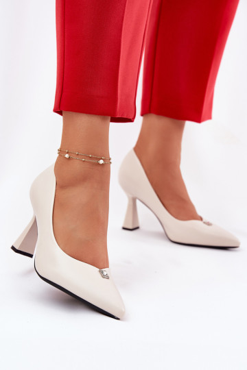 Style élégant Chaussures Activé Rozszerzanej Szpilce Vinceza 62222 beige 2