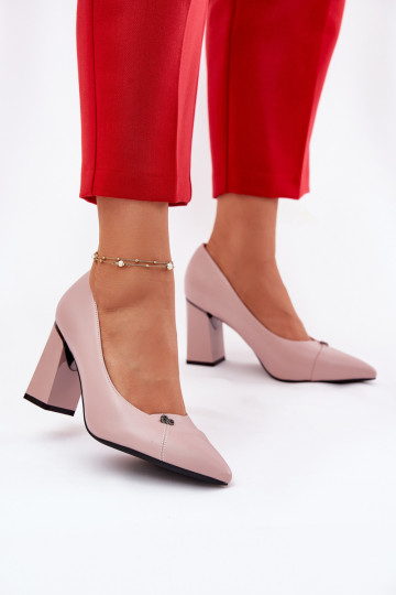 Elegante schoenen met hak roze kleur