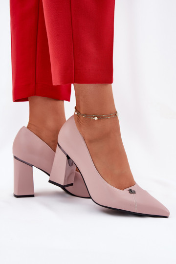 Elegante schoenen met hak roze kleur 2