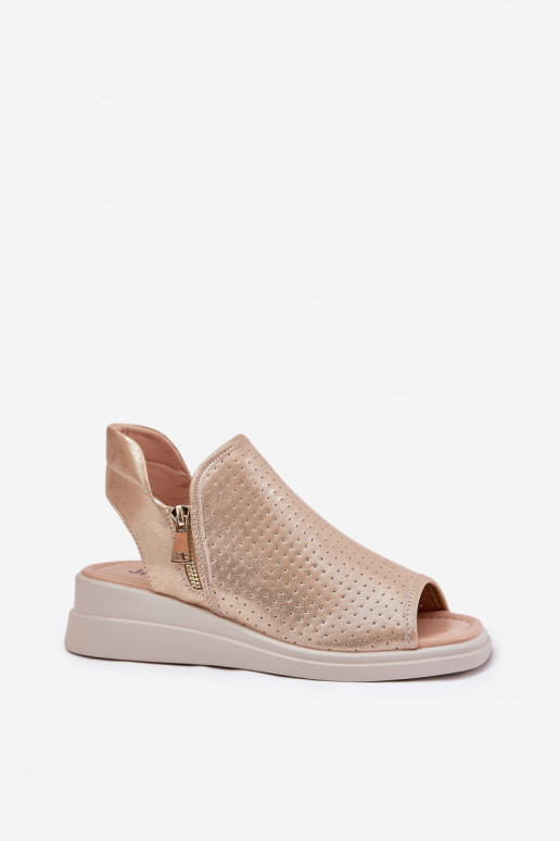 Sandales pour femmes Sur un coin couleur dorée Mevinette