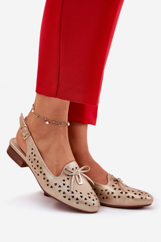 OpengeInerkte ballerinas met open hiel gouden kleur Opvinnia OpengeInerkte ballerinas met open hiel gouden kleur Opvinnia