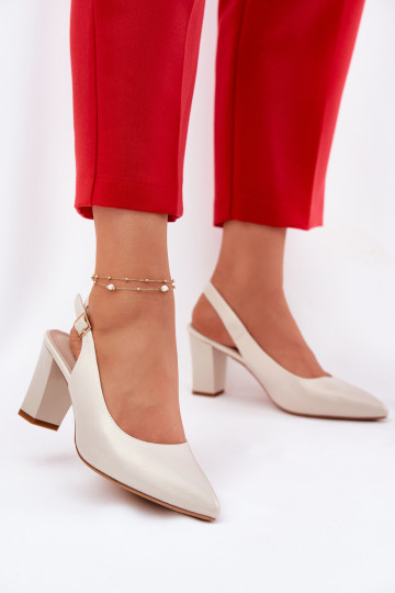 Bequeme Schuhe mit Absatz Sergio Leone SK162 perlmuttfarben