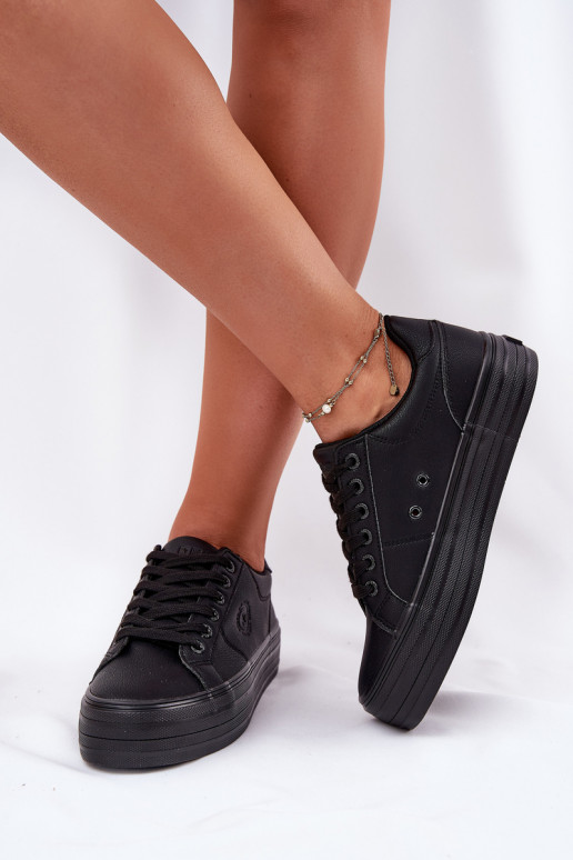 Eko Haut Freizeitschuhe mit einer Plattform Big Star RR274299 schZuarze Farbe