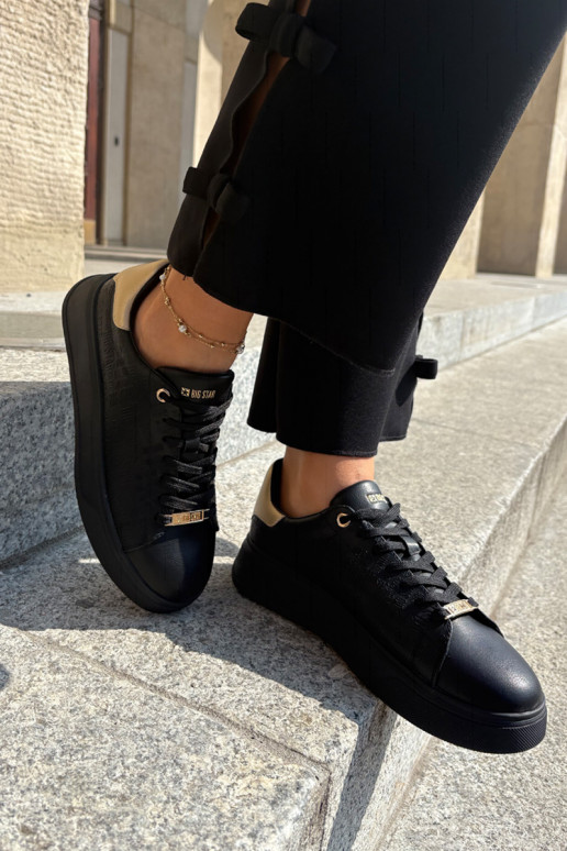 Chaussures modèle baskets Féminin en cuir écologique Big Star RR274257 couleur noire Chaussures modèle baskets Féminin en cuir écologique Big Star RR274257 couleur noire