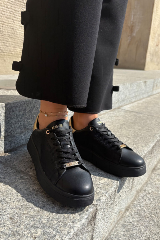 Chaussures modèle baskets Féminin en cuir écologique Big Star RR274257 couleur noire Chaussures modèle baskets Féminin en cuir écologique Big Star RR274257 couleur noire