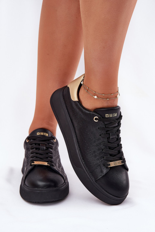 Chaussures modèle baskets Féminin en cuir écologique Big Star RR274257 couleur noire Chaussures modèle baskets Féminin en cuir écologique Big Star RR274257 couleur noire