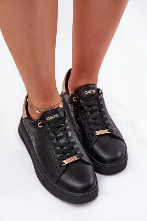 Chaussures modèle baskets Féminin en cuir écologique Big Star RR274257 couleur noire Chaussures modèle baskets Féminin en cuir écologique Big Star RR274257 couleur noire