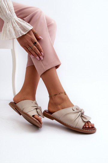 Damenhausschuhe mit breiten Absätzen Beige Nelvira