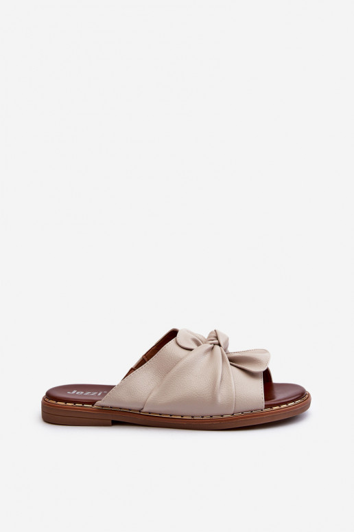 Damespantoffels met brede hakken beige Nelvira Damespantoffels met brede hakken beige Nelvira