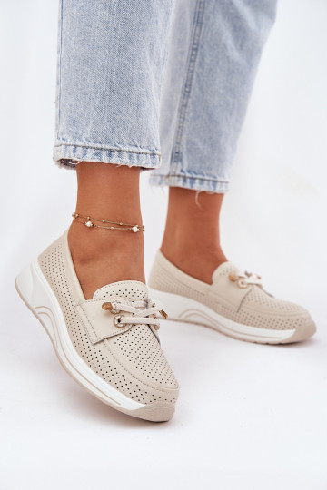 Peau chaussures Fabriqué en cuir naturel avec une plateforme Artiker 56C2102 beige 2