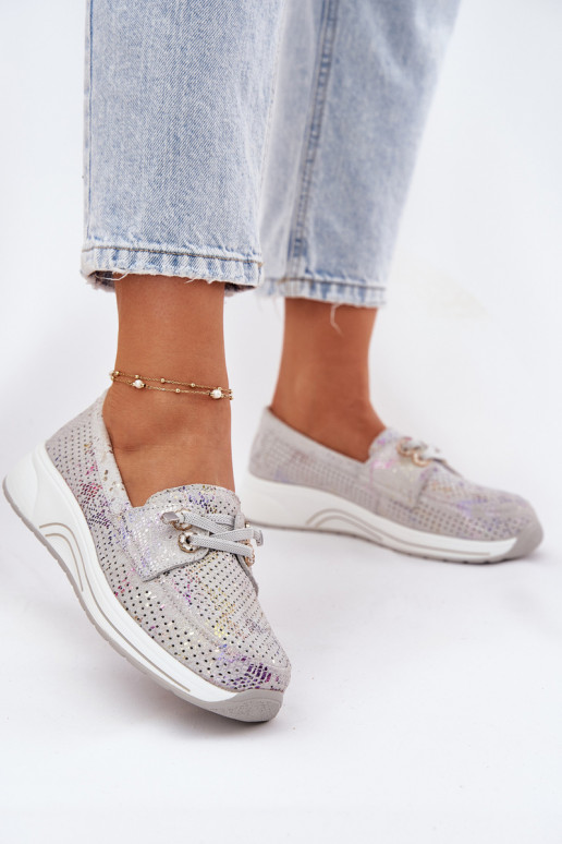 aus INildleder Schuhe Aus Ermöglichtturleder mit einer Plattform Artiker 56C2104 graue Farbe