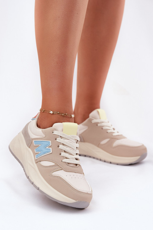 Sneakers model schoenen Dames met platform beige Tenanela Sneakers model schoenen Dames met platform beige Tenanela