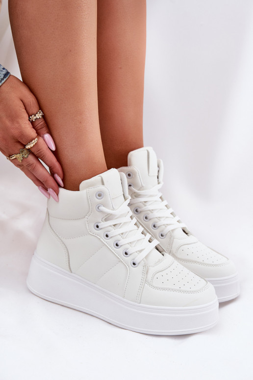 Hoog Sneakers model schoenen Dames met platform Initte kleur Tillive Hoog Sneakers model schoenen Dames met platform Initte kleur Tillive