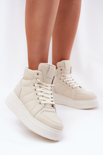 Hohe Sneaker-Style Schuhe für Frauen mit Plattform sandfarben Tillive 2