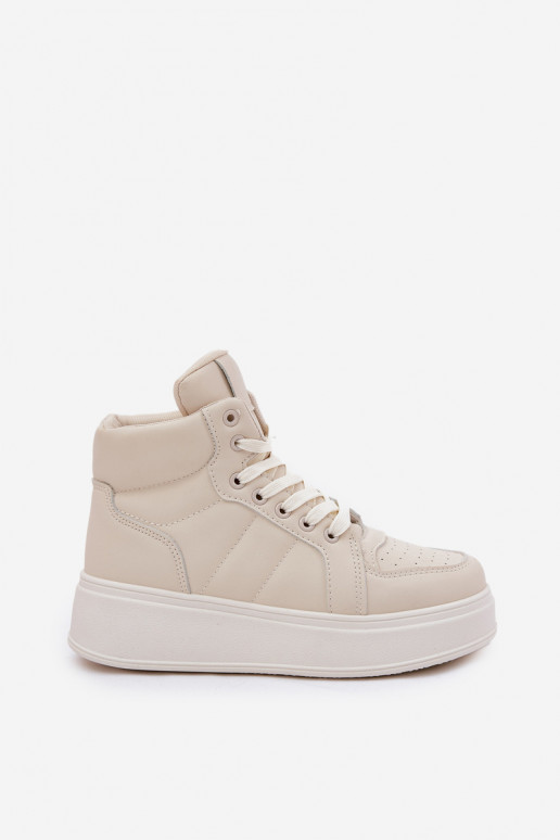 Hoog Sneakers model schoenen Dames met platform beige Tillive