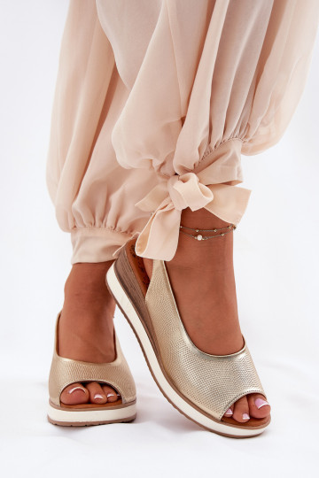 Leer Platform sandalen Artiker 56C2312 gouden kleur 2