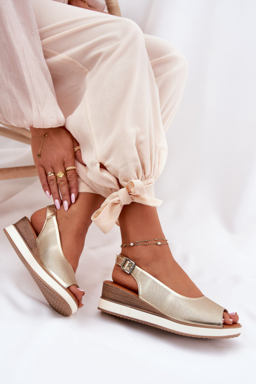 Leer Platform sandalen Artiker 56C2312 gouden kleur