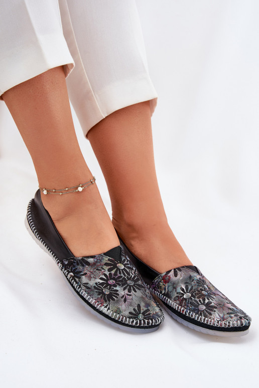 Ballerinas mit Schriften Es mussciejka T1930-39 schZuarze Farbe