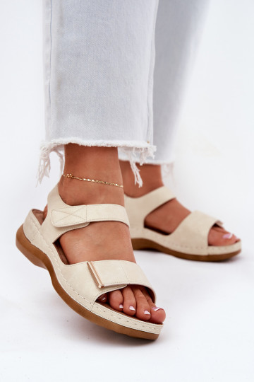 Sandales confortables dorées avec attaches adhésives Iphiope