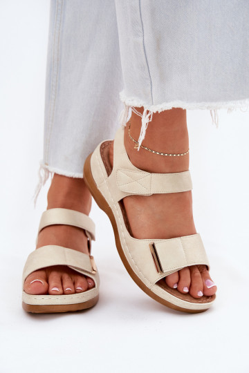 Sandales confortables dorées avec attaches adhésives Iphiope 2