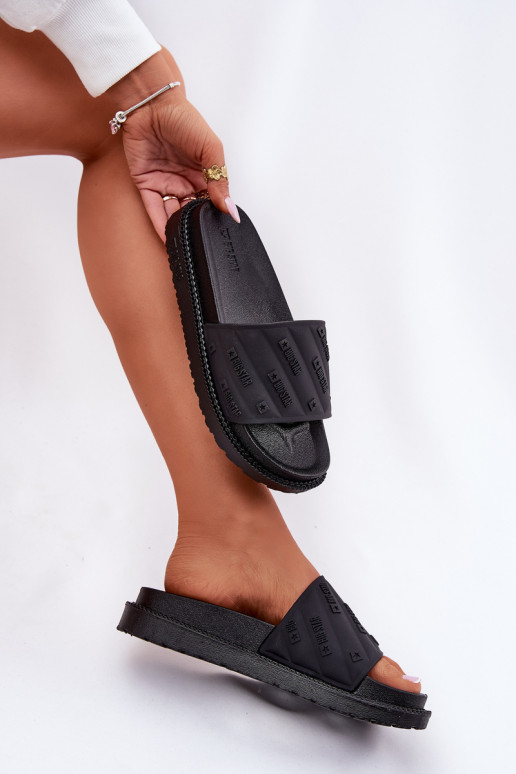 Pantoufles pour femmes avec une plateforme Big Star RR274A540 couleur noire