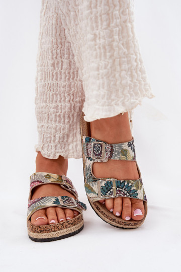 Met patroon Damespantoffels met platform met gespen Lee Cooper LCIN-25-35-3483L Verschillende kleuren