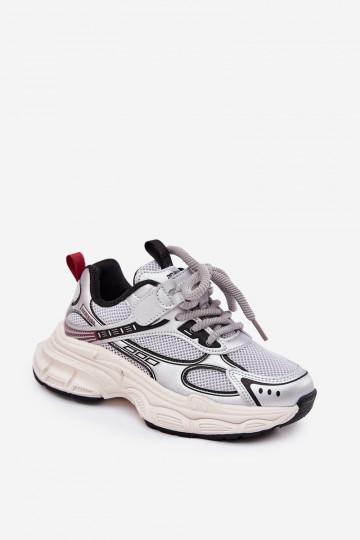 Sneakers Stilvollllschuhe Kindisch Auf dicker Sohle Silberfarbe Xairana