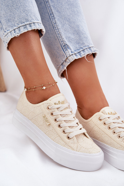 Freizeitschuhe mit Spitze Lee Cooper LCIN-25-31-3440L Beige Freizeitschuhe mit Spitze Lee Cooper LCIN-25-31-3440L Beige