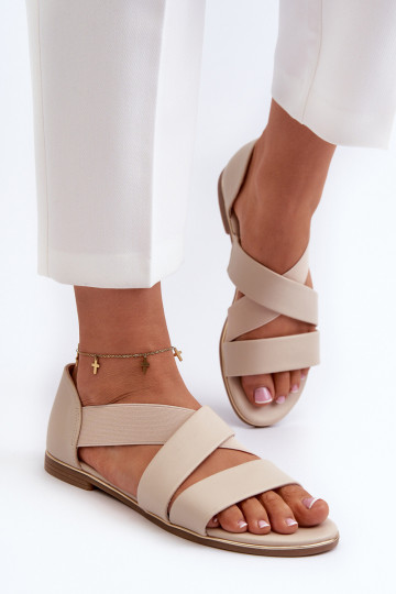 Ledersandalen mit Quaste Beige Apulia