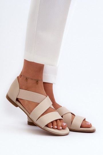 Leren sandalen met rand beige Apulia 2