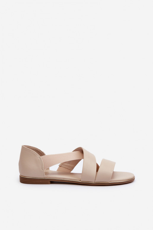 Leren sandalen met rand beige Apulia Leren sandalen met rand beige Apulia