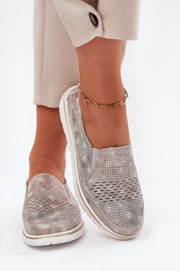 composé de chaussures en daim d'un modèle frappant de couleur beige-or Inez 2