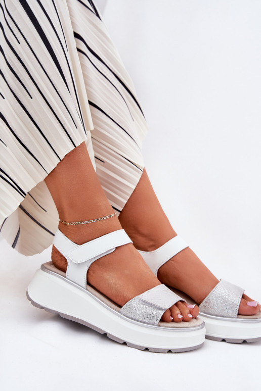 Sandales pour femmes Féminin Platformie I Koturnie avec attaches adhésives S.Barski LR51-543 couleur argent Sandales pour femmes Féminin Platformie I Koturnie avec attaches adhésives S.Barski LR51-543 couleur argent