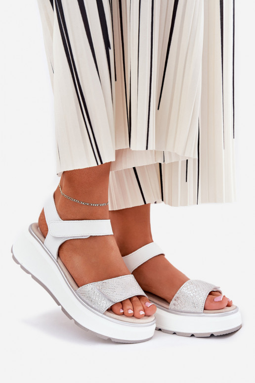 Sandales pour femmes Féminin Platformie I Koturnie avec attaches adhésives S.Barski LR51-543 couleur argent Sandales pour femmes Féminin Platformie I Koturnie avec attaches adhésives S.Barski LR51-543 couleur argent