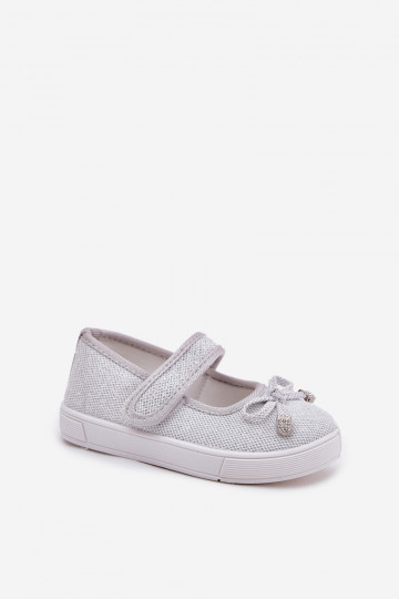 ballerines pour enfants avec des rubans couleur argent Amirinas