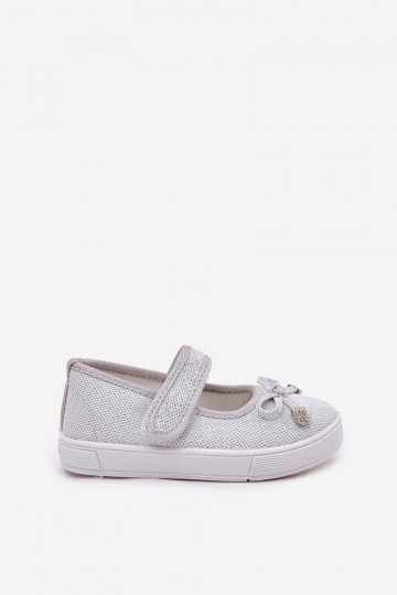 ballerines pour enfants avec des rubans couleur argent Amirinas 2