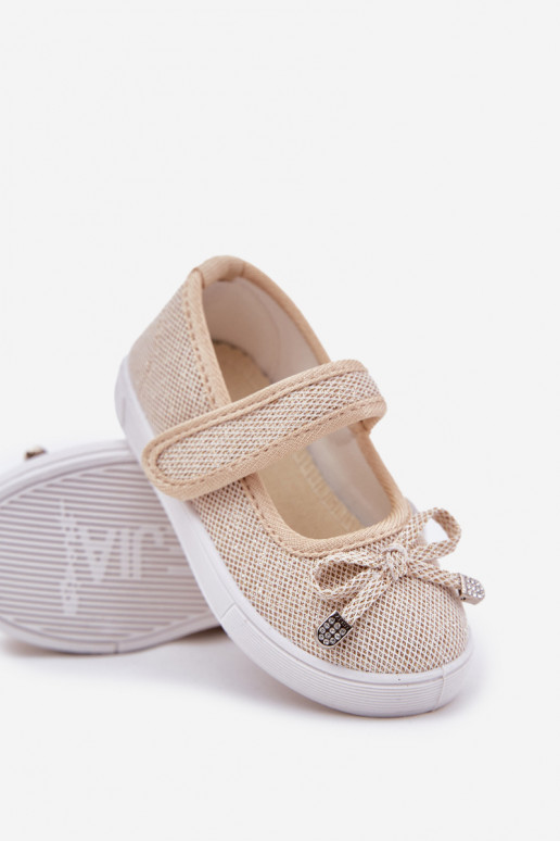 Ballerinas für Kinder mit Bändern goldene Farbe Amirinas Ballerinas für Kinder mit Bändern goldene Farbe Amirinas