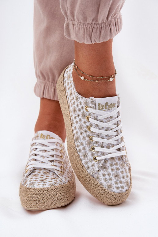 Met patroon Vrijetijdsschoenen met platform Met Vlecht Lee Cooper LCIN-25-08-3648L INit-gouden kleur