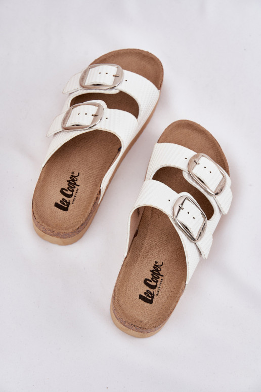 Damespantoffels Platformie met gespen Lee Cooper LCIN-25-35-3496L Initte kleur