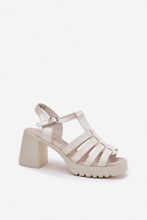 mit Lackeffekt Haut Damen-Sandalen mit hohen Absätzen Vinceza 66621 elfenbeinfarbe mit Lackeffekt Haut Damen-Sandalen mit hohen Absätzen Vinceza 66621 elfenbeinfarbe