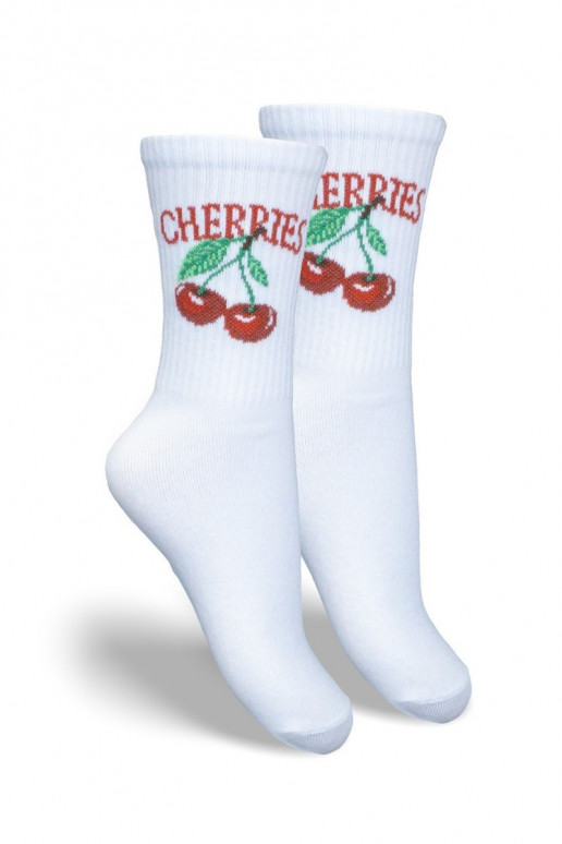 Chaussettes pour enfants Jeunesse CHERRIES couleur blanche Chaussettes pour enfants Jeunesse CHERRIES couleur blanche