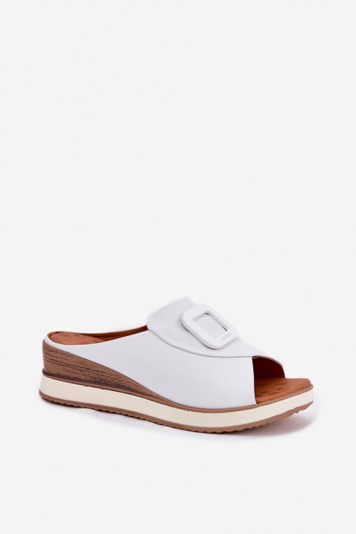Chaussons en cuir véritable avec plateforme Artiker 56C2144 couleur blanche Chaussons en cuir véritable avec plateforme Artiker 56C2144 couleur blanche