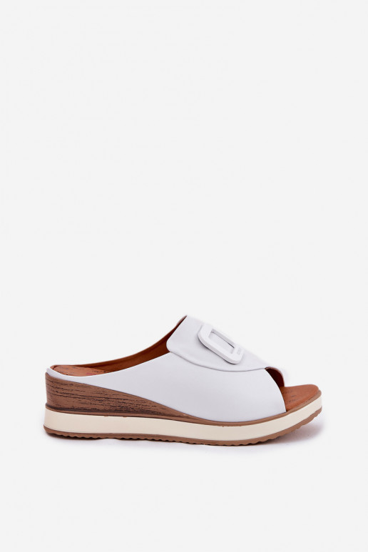 Chaussons en cuir véritable avec plateforme Artiker 56C2144 couleur blanche Chaussons en cuir véritable avec plateforme Artiker 56C2144 couleur blanche