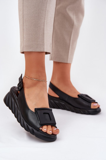 Damensandalen Feminin Auf einem Keil mit Dekoration Artiker 56C2156 schZuarze Farbe 2