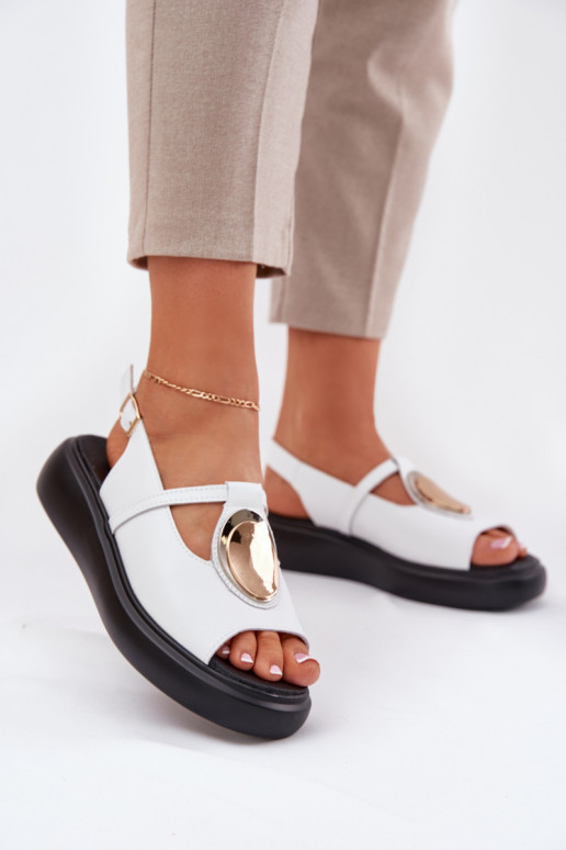 Leer Elegante stijl Dames sandalen S.Barski GR51-603 Initte kleur