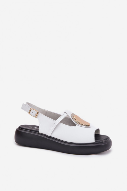 Leer Elegante stijl Dames sandalen S.Barski GR51-603 Initte kleur