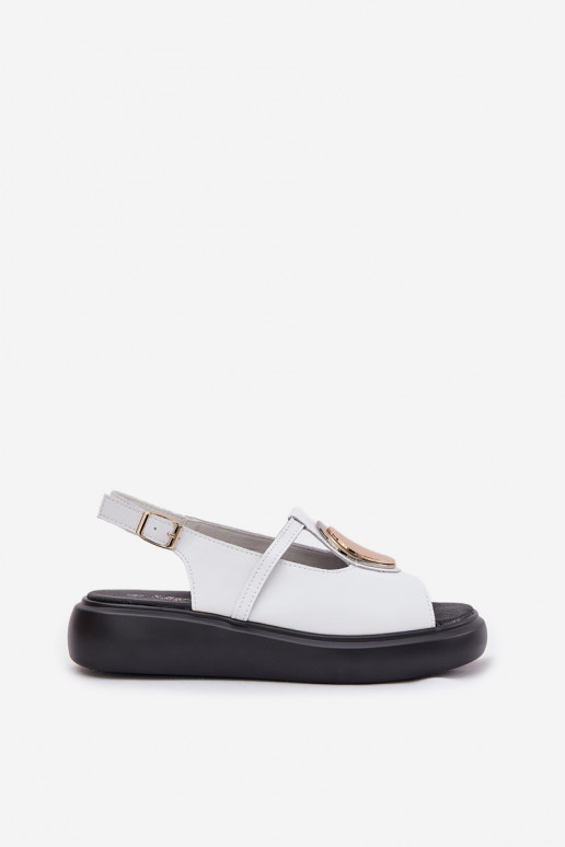 Peau Style élégant Sandales pour femmes S.Barski GR51-603 couleur blanche